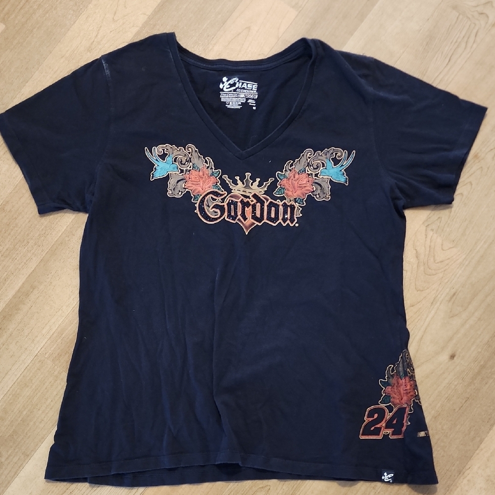 Nascar Chase Authentics Black Jeff Gordon Graphic V-Neck Tee
